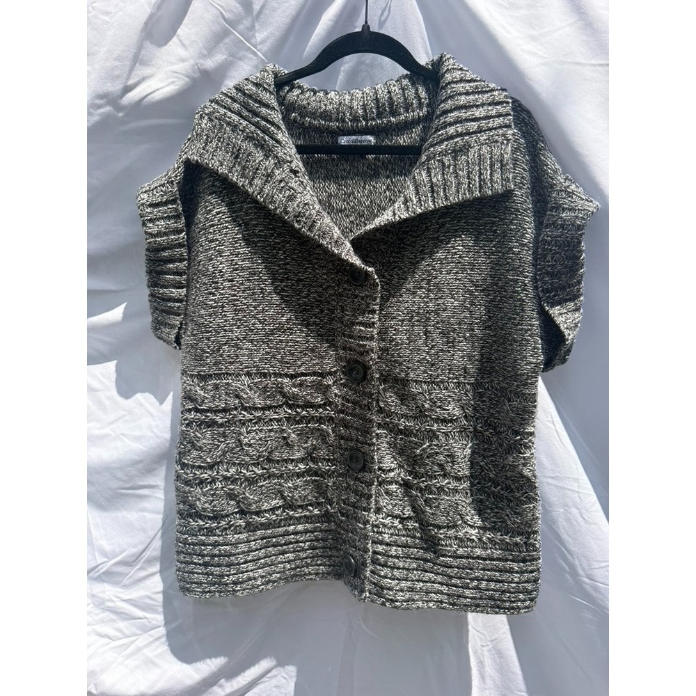 Croft & Barrow Women's XL Gray Marled Knit Cardigan Sweater Button Front